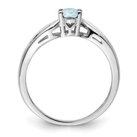Sterling Silver Rhodium-plated Aquamarine Ring