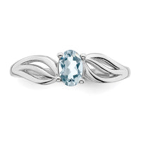 Sterling Silver Rhodium-plated Aquamarine Ring
