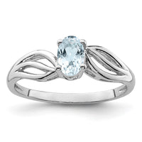 Sterling Silver Rhodium-plated Aquamarine Ring