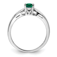 Sterling Silver Rhodium-plated Created Emerald Ring