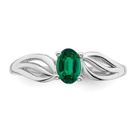 Sterling Silver Rhodium-plated Created Emerald Ring