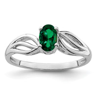 Sterling Silver Rhodium-plated Created Emerald Ring