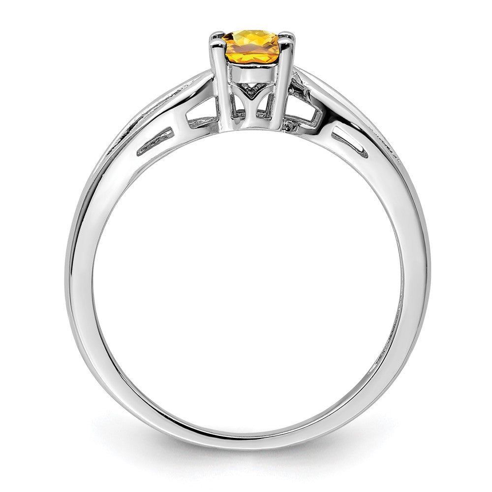 Sterling Silver Rhodium-plated Citrine Ring
