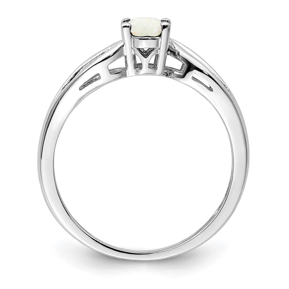 Sterling Silver Rhodium-plated Created Opal Ring