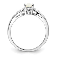 Sterling Silver Rhodium-plated Created Opal Ring