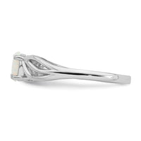Sterling Silver Rhodium-plated Created Opal Ring