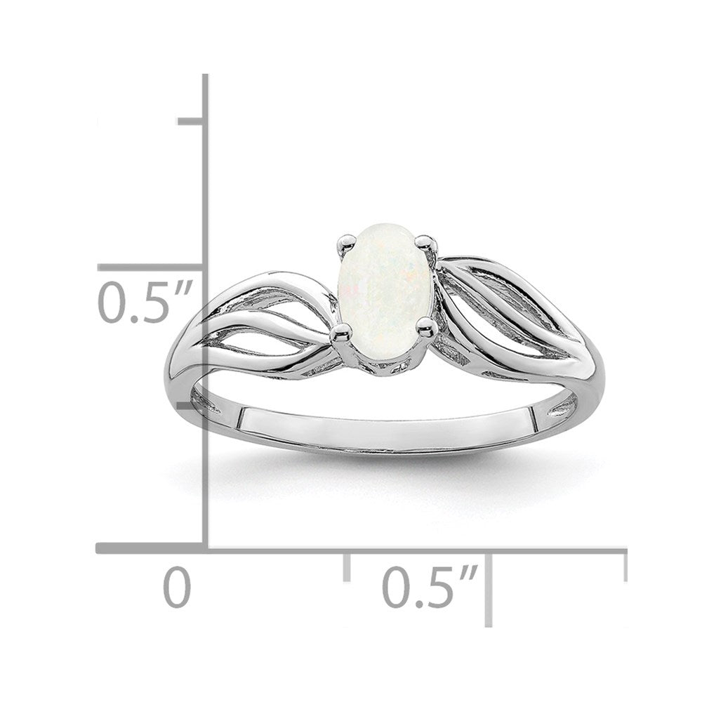 Sterling Silver Rhodium-plated Created Opal Ring