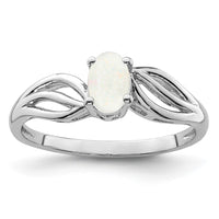 Sterling Silver Rhodium-plated Created Opal Ring