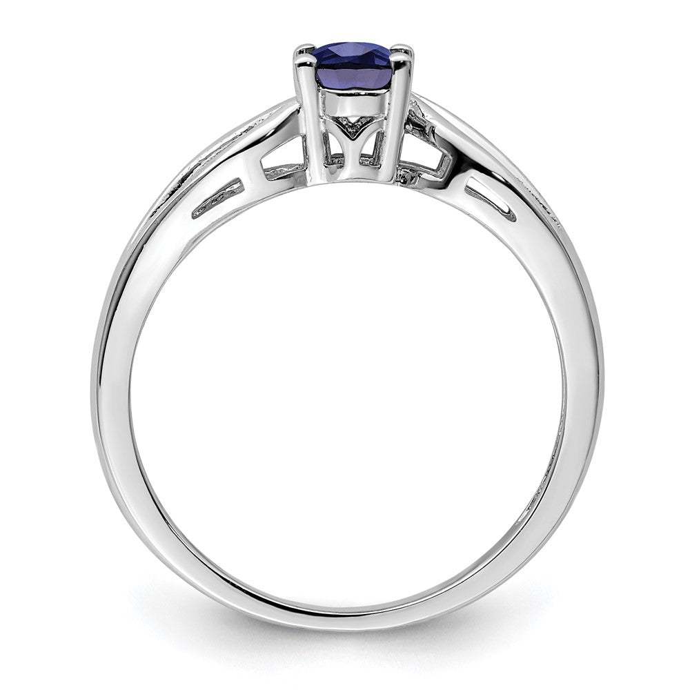 Sterling Silver Rhodium-plated Created Sapphire Ring