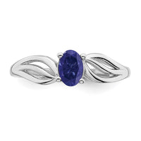 Sterling Silver Rhodium-plated Created Sapphire Ring