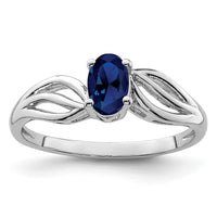 Sterling Silver Rhodium-plated Created Sapphire Ring