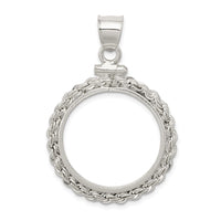 Sterling Silver 21.1 x 2mm $0.05 Screw Top Coin Rope Polished Bezel Pendant