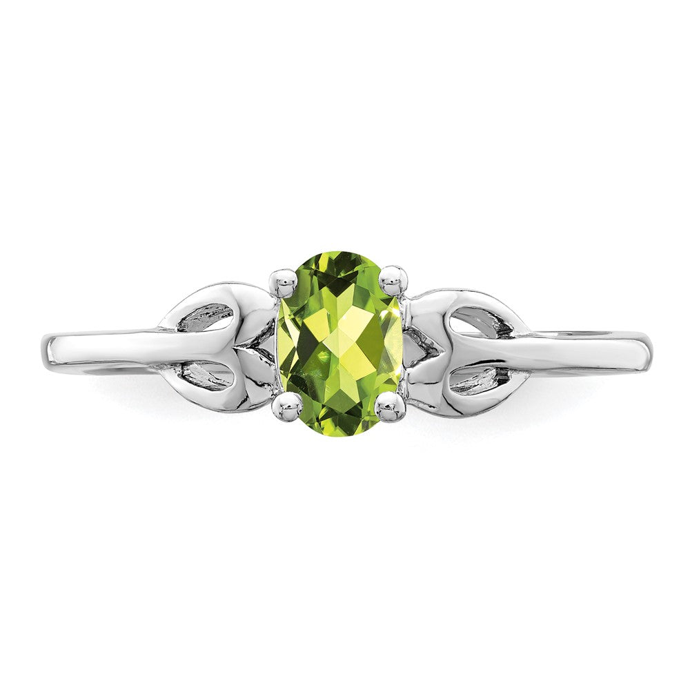 Sterling Silver Rhodium-plated Peridot Ring