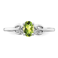 Sterling Silver Rhodium-plated Peridot Ring