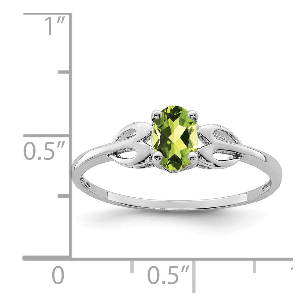 Sterling Silver Rhodium-plated Peridot Ring