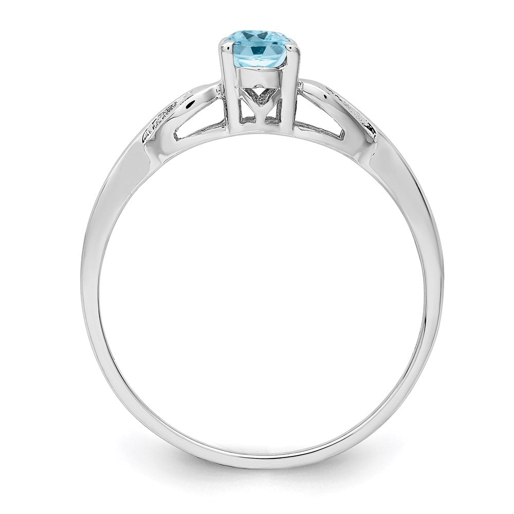 Sterling Silver Rhodium-plated Light Swiss Blue Topaz Ring