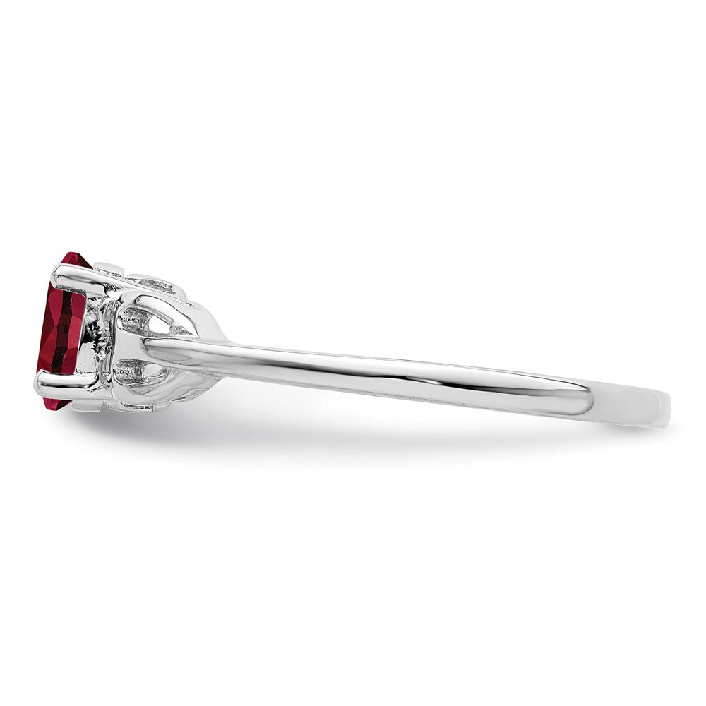 Sterling Silver Rhodium-plated Created Ruby Ring