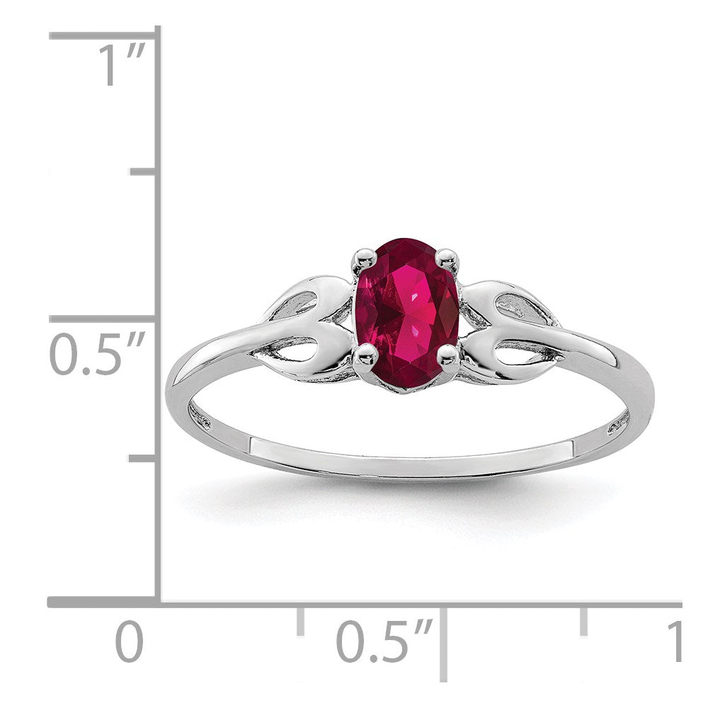 Sterling Silver Rhodium-plated Created Ruby Ring