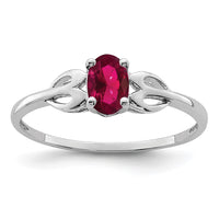 Sterling Silver Rhodium-plated Created Ruby Ring