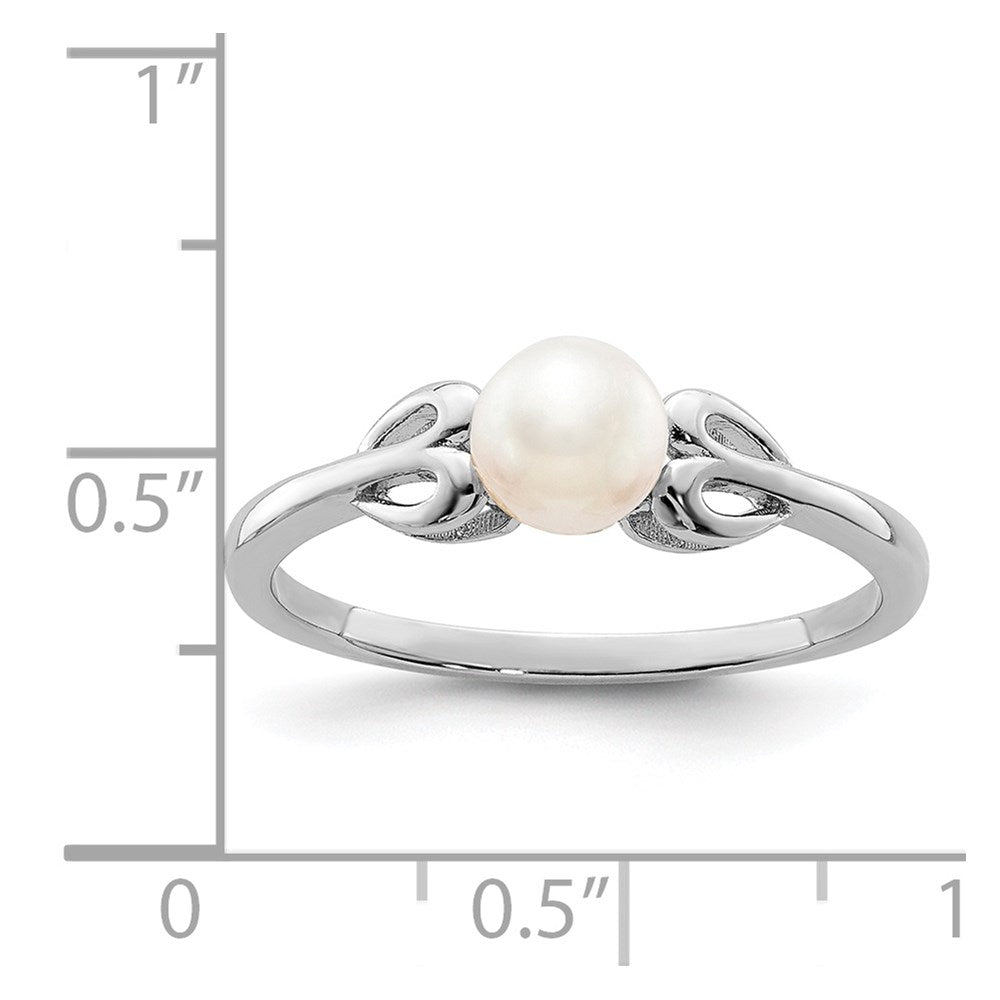 Sterling Silver Rhodium-plated FW Cultured Pearl Ring