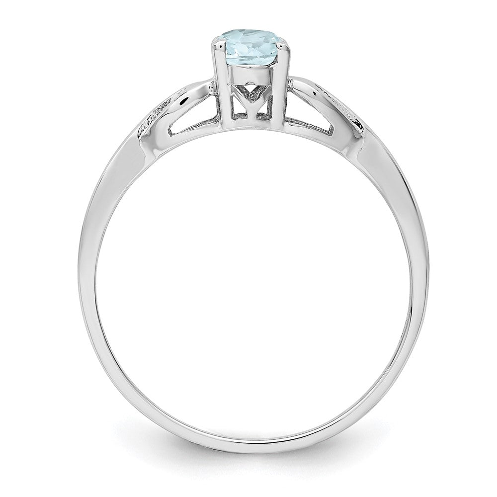 Sterling Silver Rhodium-plated Aquamarine Ring
