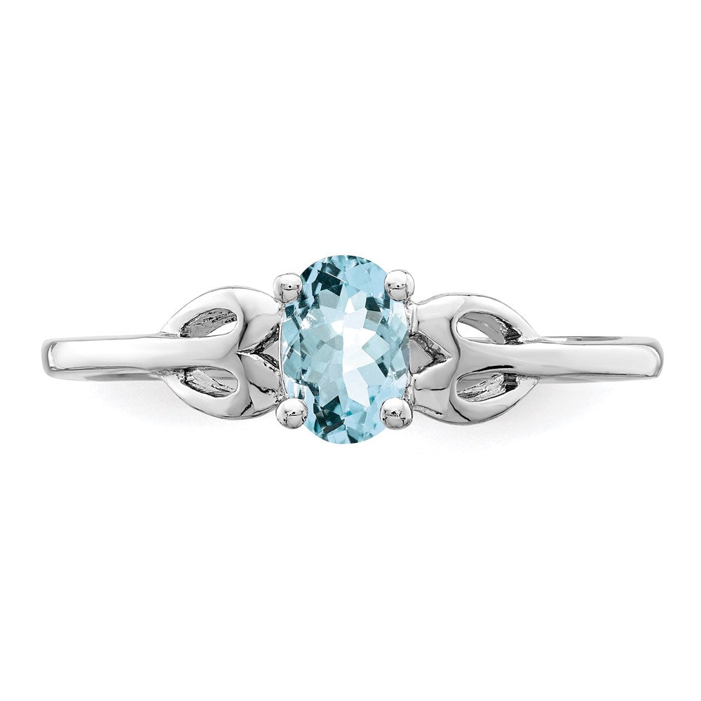 Sterling Silver Rhodium-plated Aquamarine Ring