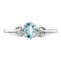 Sterling Silver Rhodium-plated Aquamarine Ring