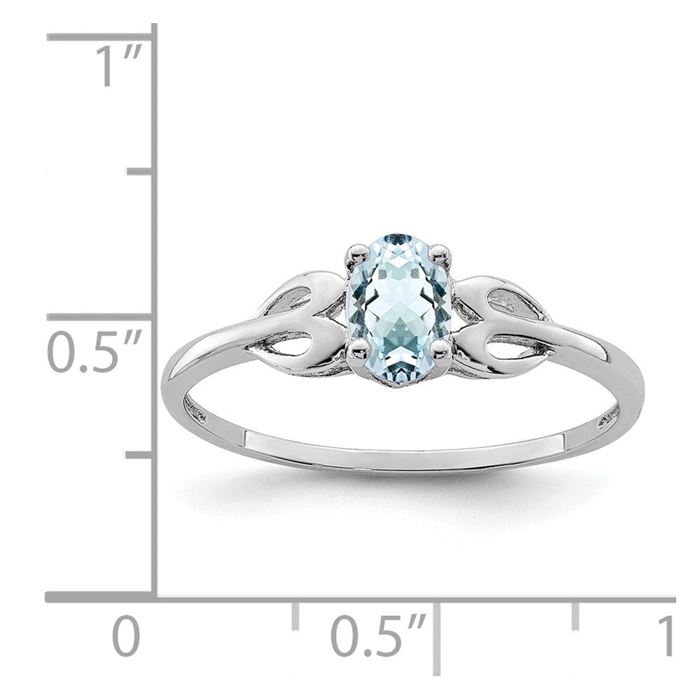 Sterling Silver Rhodium-plated Aquamarine Ring