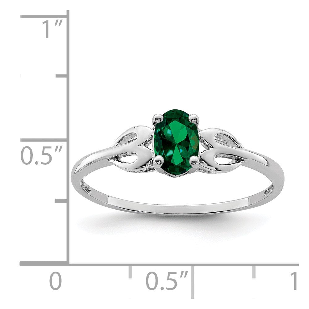 Sterling Silver Rhodium-plated Created Emerald Ring