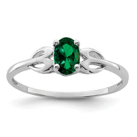 Sterling Silver Rhodium-plated Created Emerald Ring