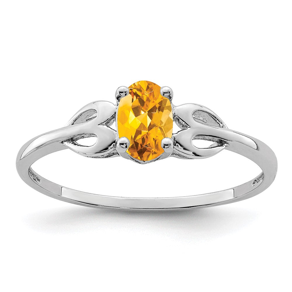 Sterling Silver Rhodium-plated Citrine Ring