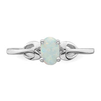 Sterling Silver Rhodium-plated Created Opal Ring