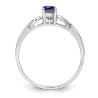 Sterling Silver Rhodium-plated Created Sapphire Ring