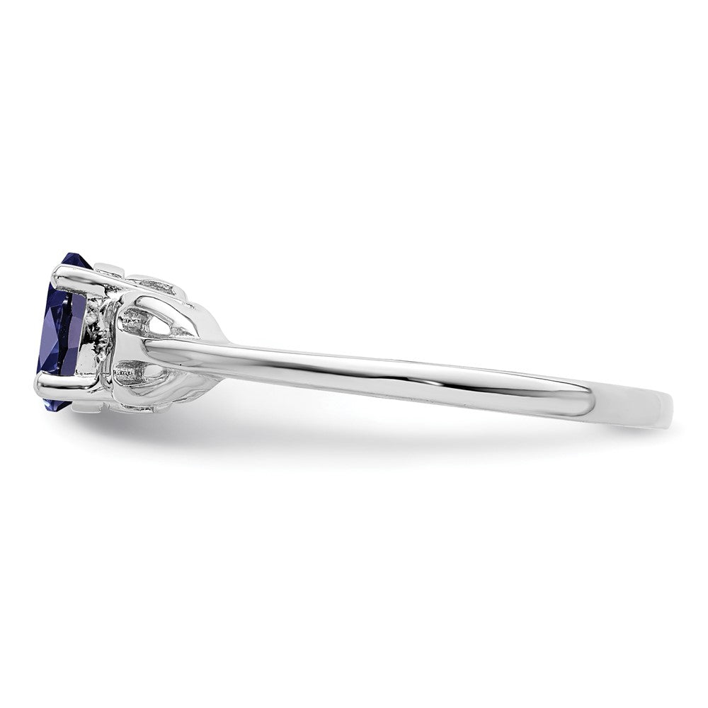 Sterling Silver Rhodium-plated Created Sapphire Ring