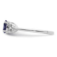 Sterling Silver Rhodium-plated Created Sapphire Ring