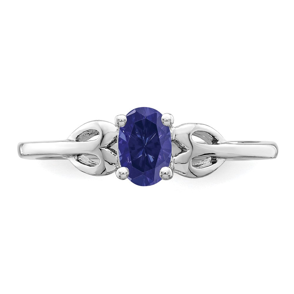 Sterling Silver Rhodium-plated Created Sapphire Ring
