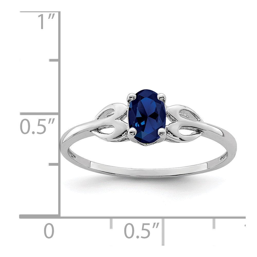 Sterling Silver Rhodium-plated Created Sapphire Ring