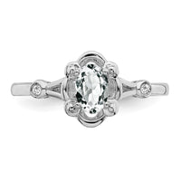 Sterling Silver Rhodium-plated White Topaz & Diam. Ring