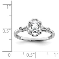 Sterling Silver Rhodium-plated White Topaz & Diam. Ring