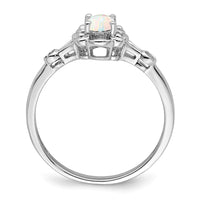 Sterling Silver Rhodium-plated Created Opal & Diam. Ring