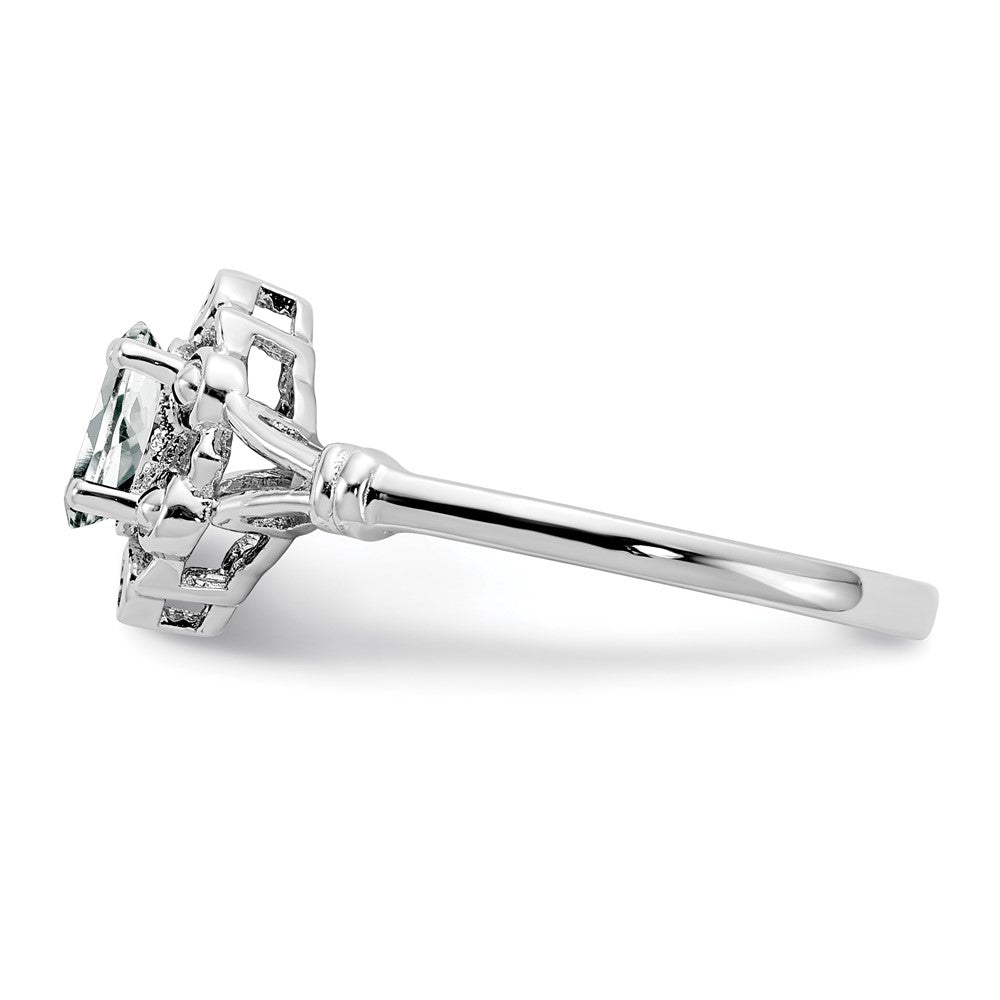 Sterling Silver Rhodium-plated White Topaz & Diam. Ring