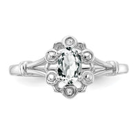 Sterling Silver Rhodium-plated White Topaz & Diam. Ring