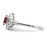 Sterling Silver Rhodium-plated Created Ruby & Diam. Ring