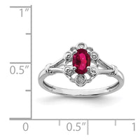 Sterling Silver Rhodium-plated Created Ruby & Diam. Ring