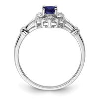 Sterling Silver Rhodium-plated Created Sapphire & Diam. Ring