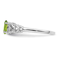 Sterling Silver Rhodium-plated Peridot & Diam. Ring