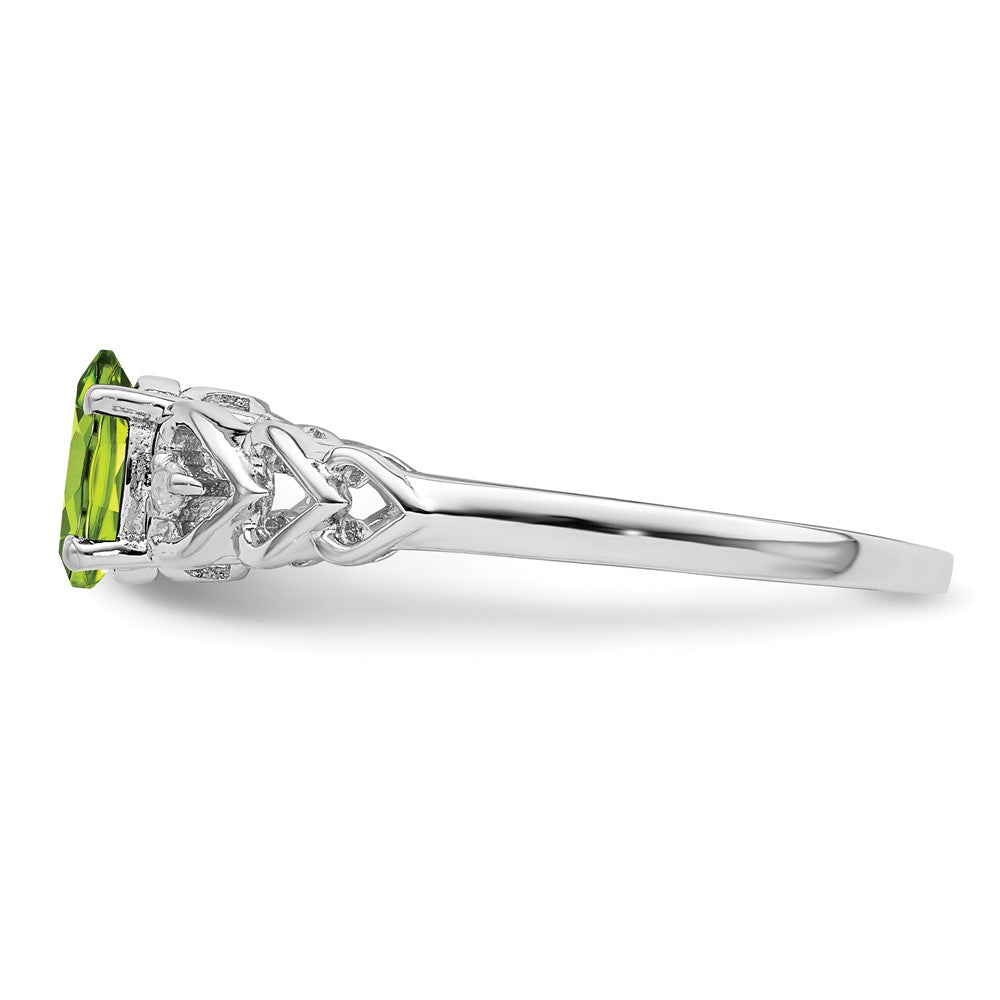 Sterling Silver Rhodium-plated Peridot & Diam. Ring