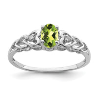 Sterling Silver Rhodium-plated Peridot & Diam. Ring