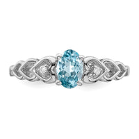 Sterling Silver Rhodium-plate Swiss Blue Topaz & Diam. Ring