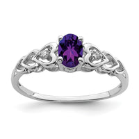 Sterling Silver Rhodium-plated Amethyst & Diam. Ring